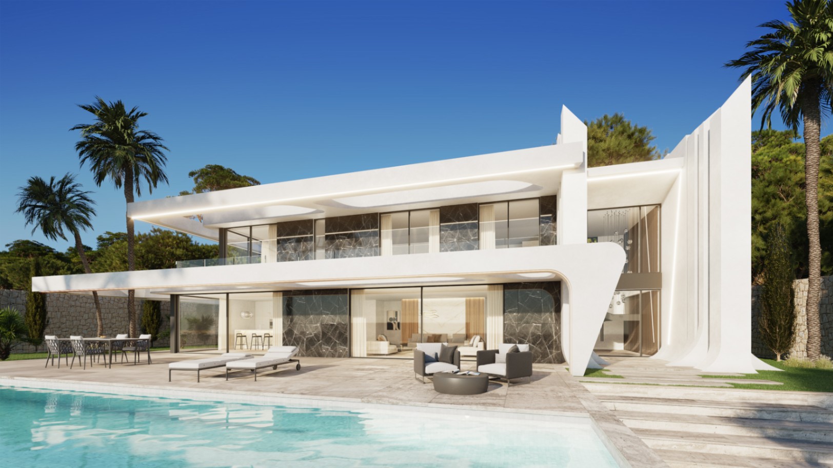 Luxe moderne villa met vier slaapkamers en vier badkamers