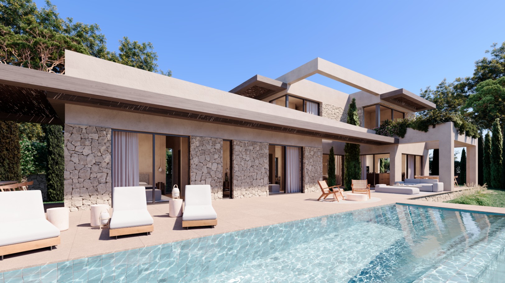 Luxe moderne villa met eigentijdse mediterrane stijl en elegante kenmerken